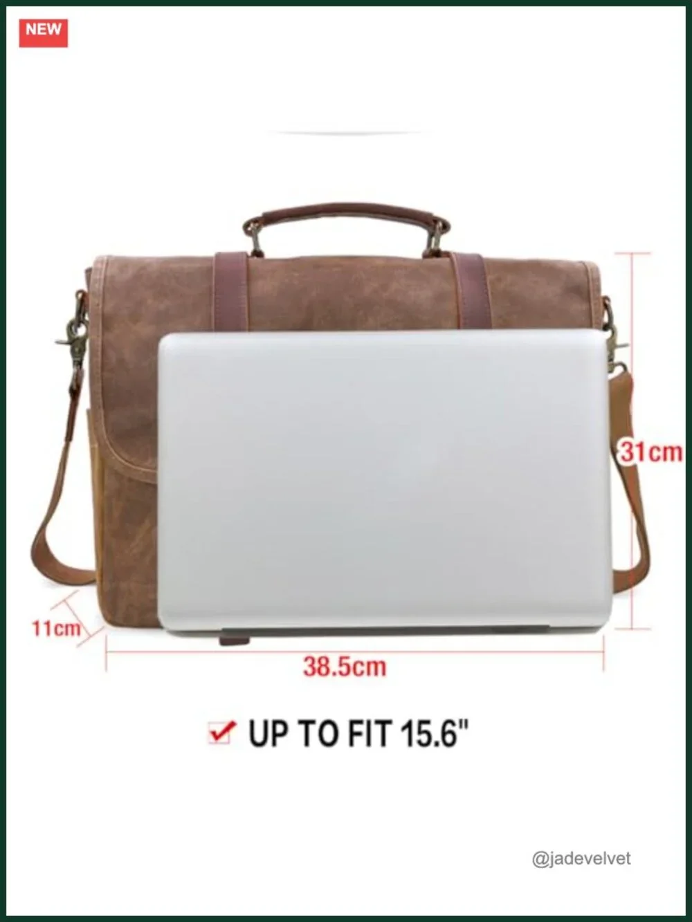 Men's Messenger Bag 15.6 Inch Waxed Canvas Leather Laptop Briefcase